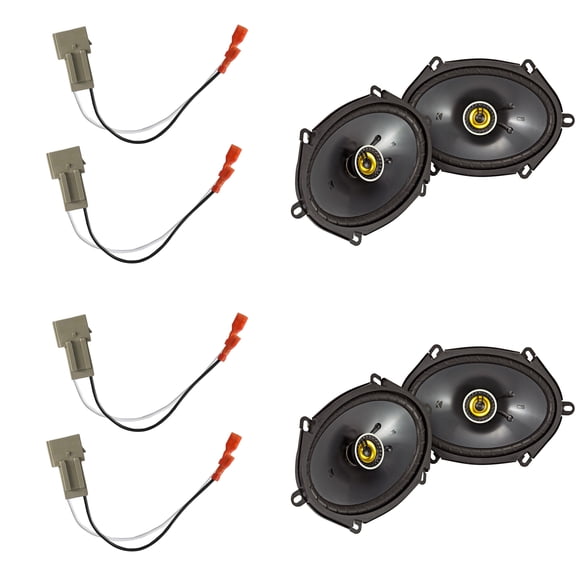 KICKER Speakers 6X8 inch for Ford F-250/F-350/F-450/F-550 1999-2004 Upgrade Kit - 4 Pack of CS Series with Harness, Coaxial Car Audio Front Door and Rear Door or Side Panel Speaker 46CSC684