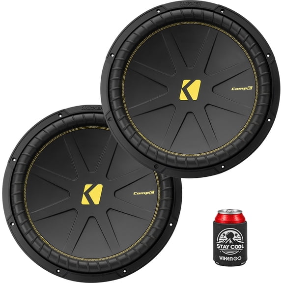 KICKER Subwoofer Package of 2 Items: 12" CompC Subwoofers SVC 4-Ohm (Pair) - 2x 50CWCS124 Subs