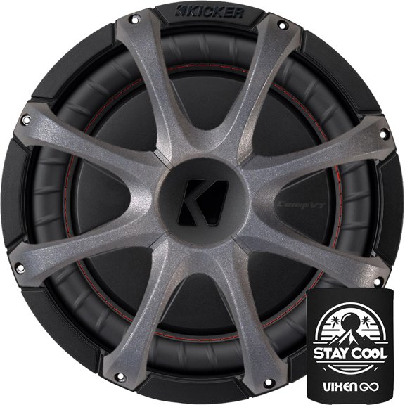 KICKER Subwoofer and Grille Package of 2 Items: 10" CompVR Subwoofer DVC 4-Ohm with ABS Grille - 52CVR104 Sub & GR100 Grill