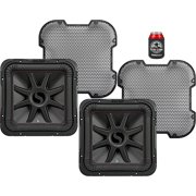 KICKER Subwoofers and Grilles Package of 4 Items 12" Solo-Baric L7R Subwoofers DVC 2-Ohm with Steel Mesh Grilles - 2x 45L7R122 Subs & 2x 52GL712 Grills