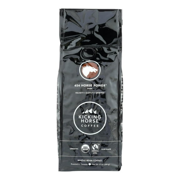 KICKING HORSE - Earthy Dark Roast Organic Whole Bean Coffee - 10 oz, case of 6
