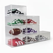 Kicks & Co XL Shoe Storage Clear Plastic Stackable Shoe Box with Lids for Sneakers Fits Up to Size 13, 8 pack