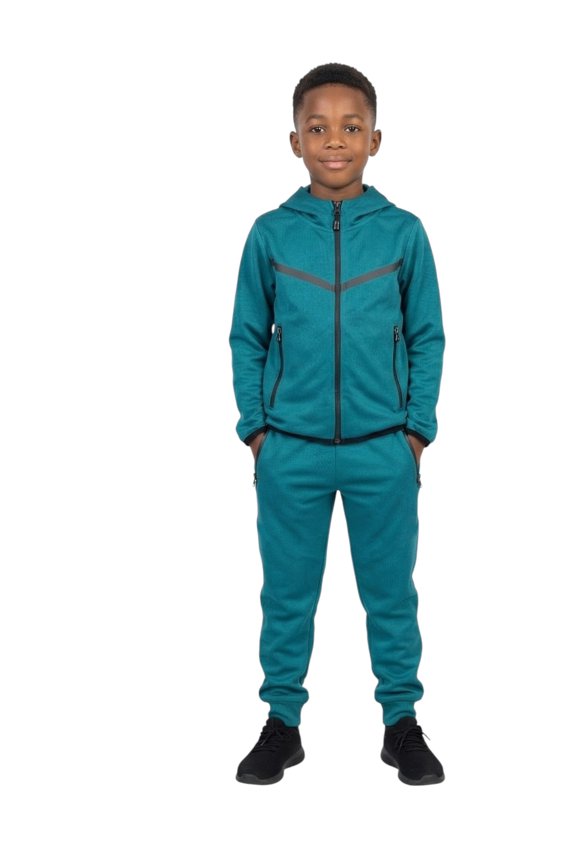 KID CLASSIC 2 PIECE MID WEIGHT TECH FLEECE SUITS W/DRAWSTRINGS XS TO XL