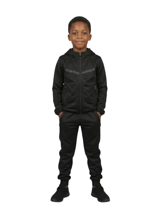 KID CLASSIC 2 PIECE MID WEIGHT TECH FLEECE SUITS W/DRAWSTRINGS XS TO XL