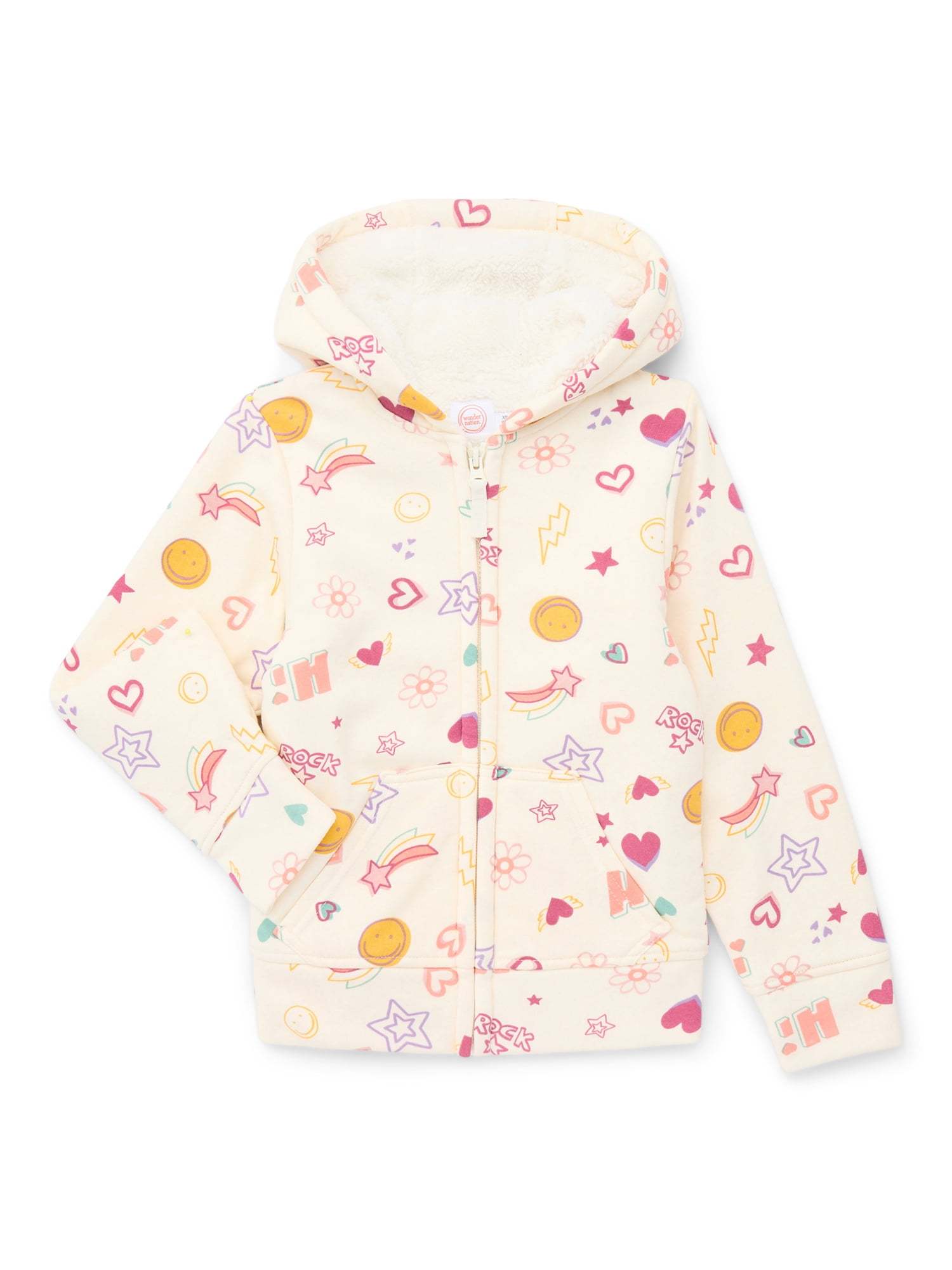 Wonder Nation Girls Kids Tough Fully Lined Zip Hoodie Jacket