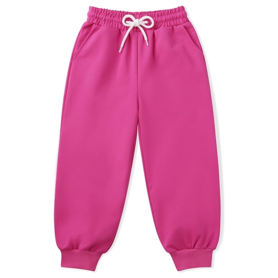KIDDORY Toddler Girls Sweatpants Cotton Jogger Pants with Stretch Waist and Pockets for Daywear Outdoor Play 2T-12Y