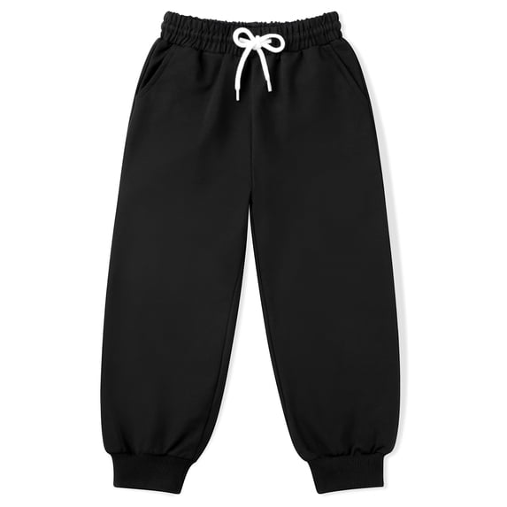 KIDDORY Toddler Girls Sweatpants Cotton Jogger Pants with Stretch Waist and Pockets for Daywear Outdoor Play 2T-12Y
