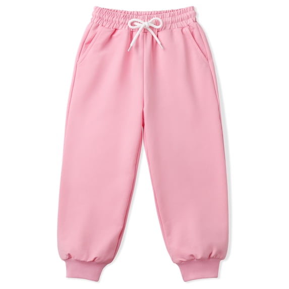 KIDDORY Toddler Girls Sweatpants Cotton Jogger Pants with Stretch Waist and Pockets for Daywear Outdoor Play 2T-12Y