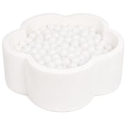 KIDKII Flower Ball Pit Soft Velvet Indoor Play Toy for Toddlers, 200 Balls, Creme