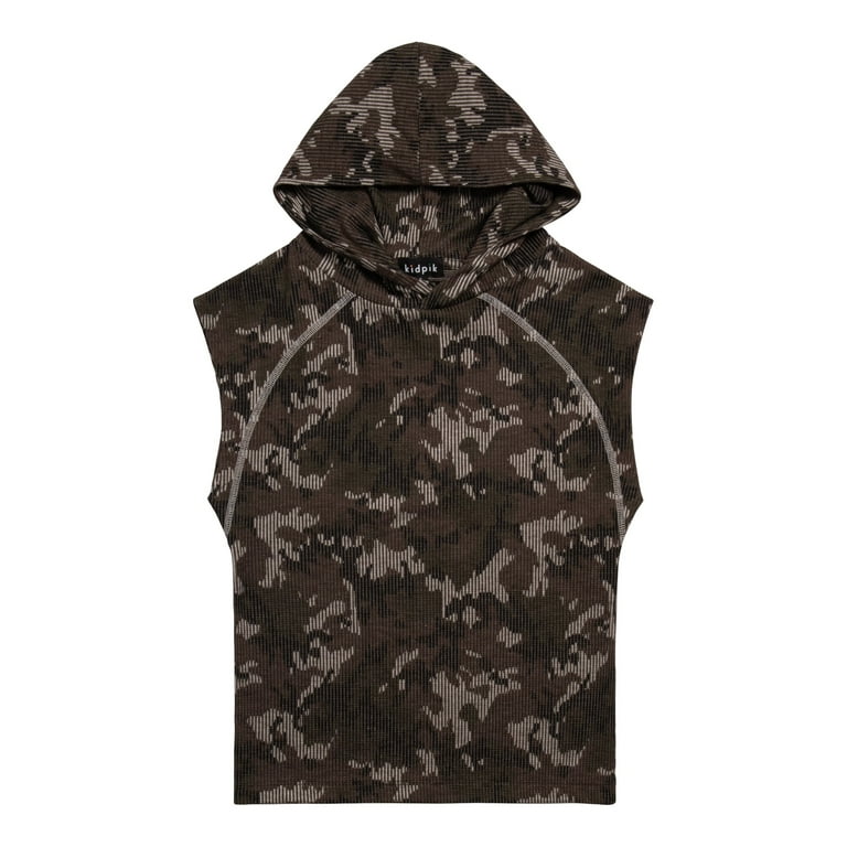 KIDPIK Boys Sleeveless Camo Pull Over Hoodie Size 2T S 7 8