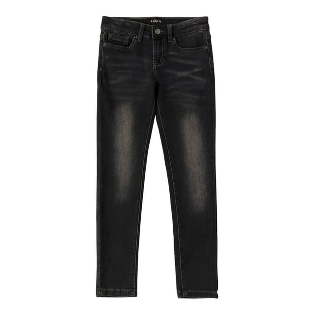 KIDPIK Girls Basic Denim, 5 Pocket Skinny Jean Knit French Terry, Size