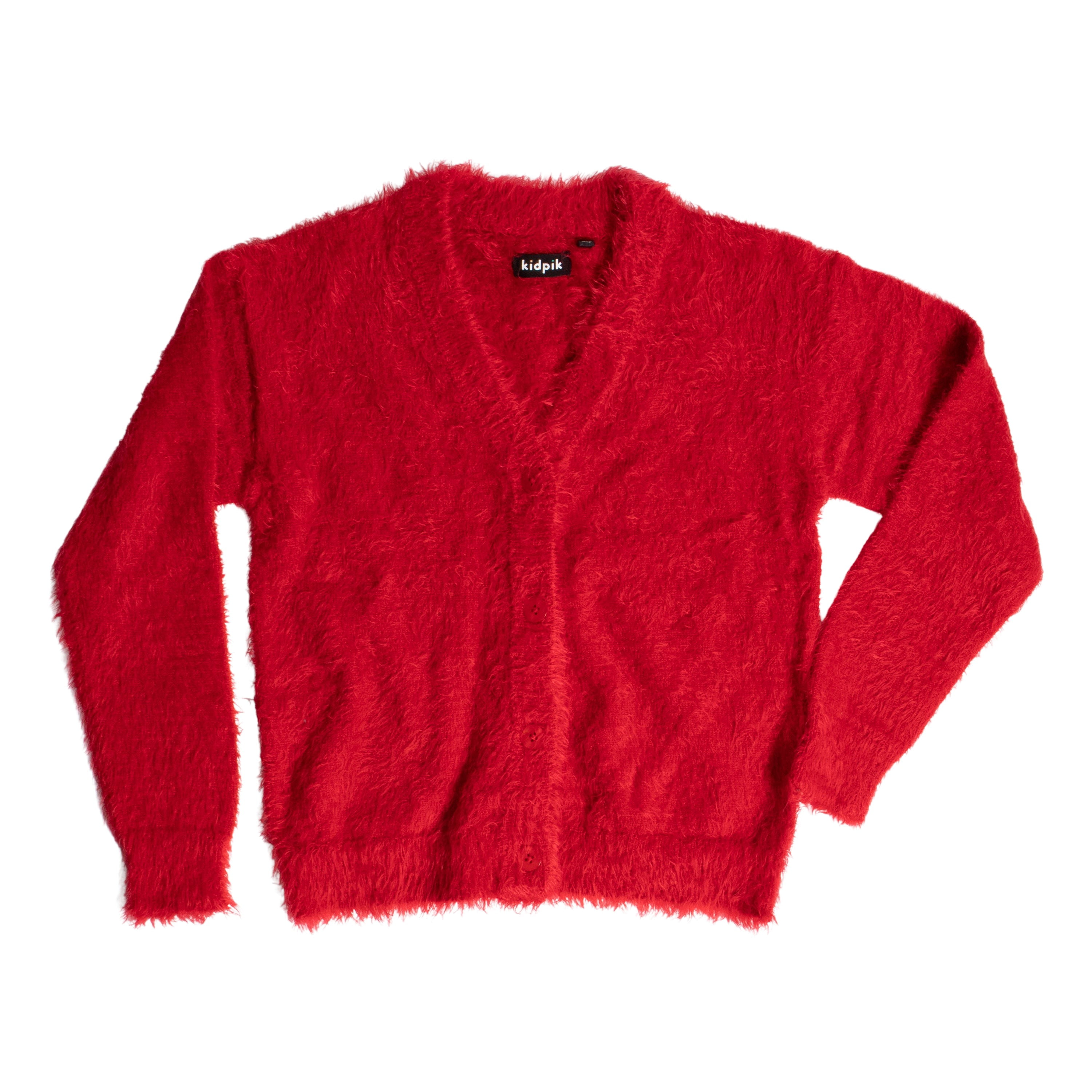 Red shop fuzzy cardigan