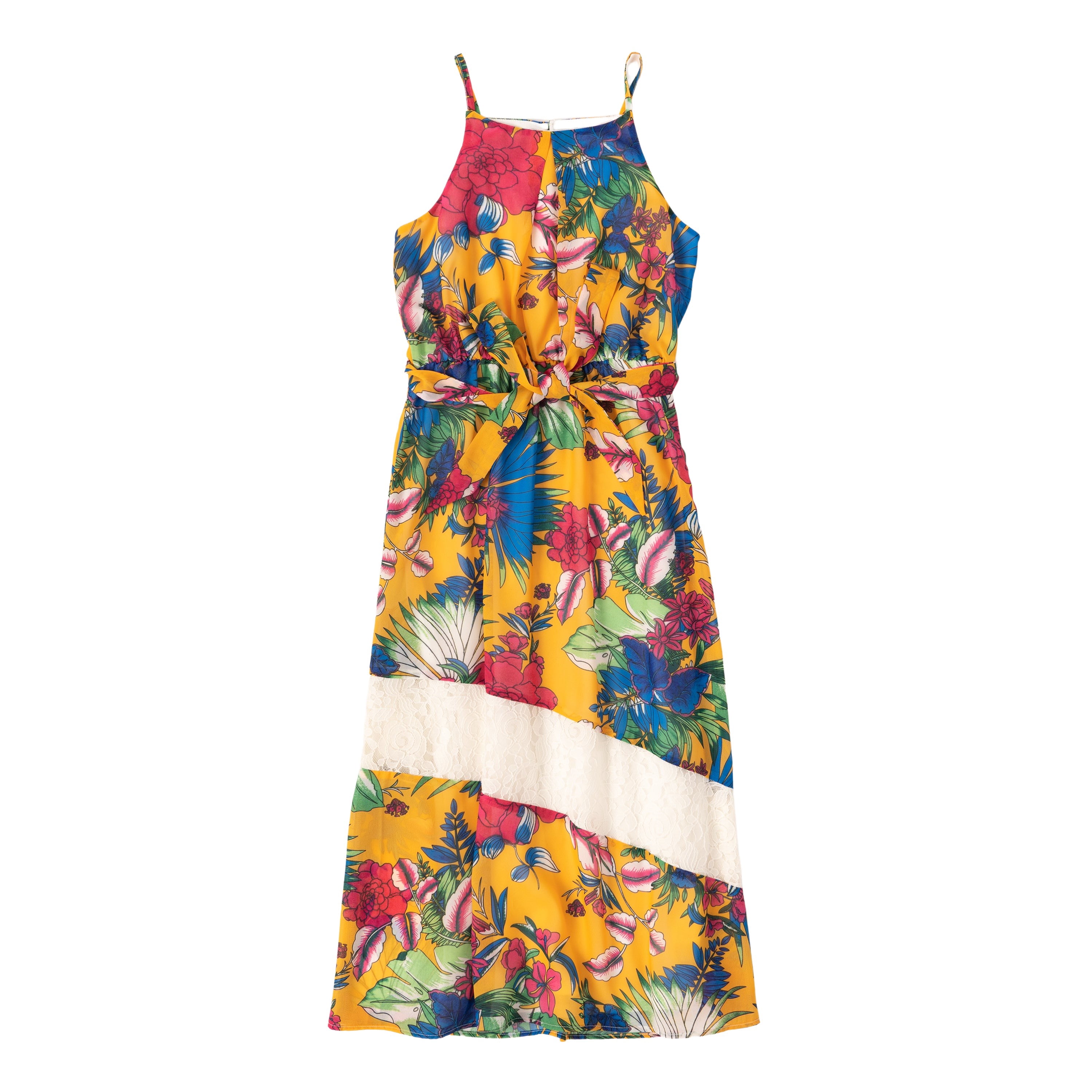 KIDPIK Girls Sleeveless Summer Floral Lace Hem Maxi Dress Size 4 16 kidpik-girls-sleeveless-summer-floral-lace-hem-maxi-dress-size-4-16