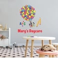 thumbnail image 1 of KIDS DAYCARE - Customized Name Vinyl Kids Nursery Playroom Wall Decoration Sticker Multicolored Balloons Flying House Design A B C Alphabet Letter Wall Decal Sticker 9" x 10", 1 of 3