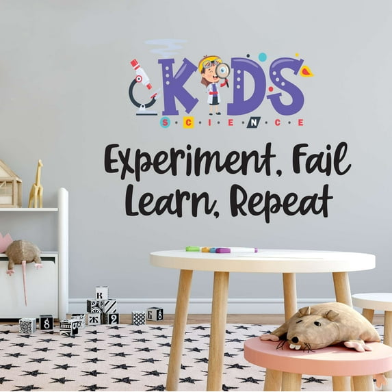 KIDS Experiment Fail Learn Repeat Science Algebra Multiplication Geometry Teacher Classroom Student Homework Artwork Holiday Decorating Ideas Bedroom Wall Decal Sticker - Size: 10 In X 7 In
