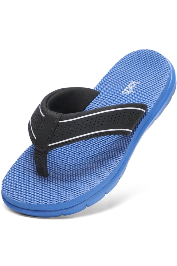 X STQ KIDS Flip Flops Summer Swimming Beach Bathroom Non Slip Sandals Black Atlantic Blue Size 6 Big Kid