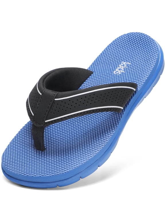 KIDS Flip Flops Summer Swimming Beach Bathroom Non Slip Sandals Black Atlantic Blue Size 6 Big Kid