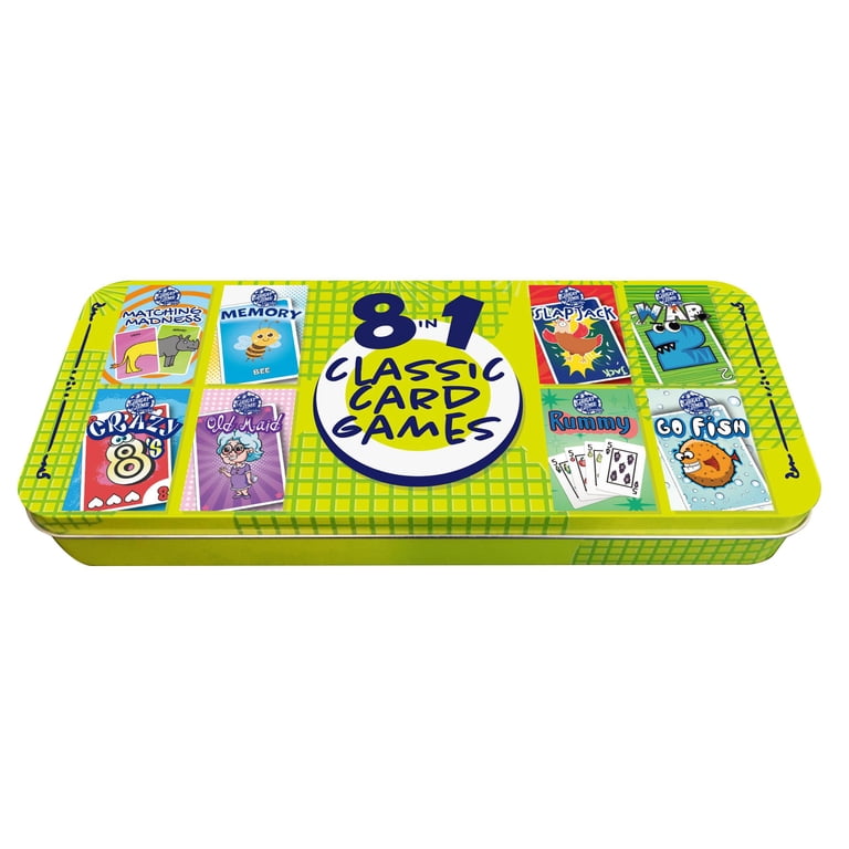 8 in 1 Tin of Kids Classic Card Games Featuring Family Favorites