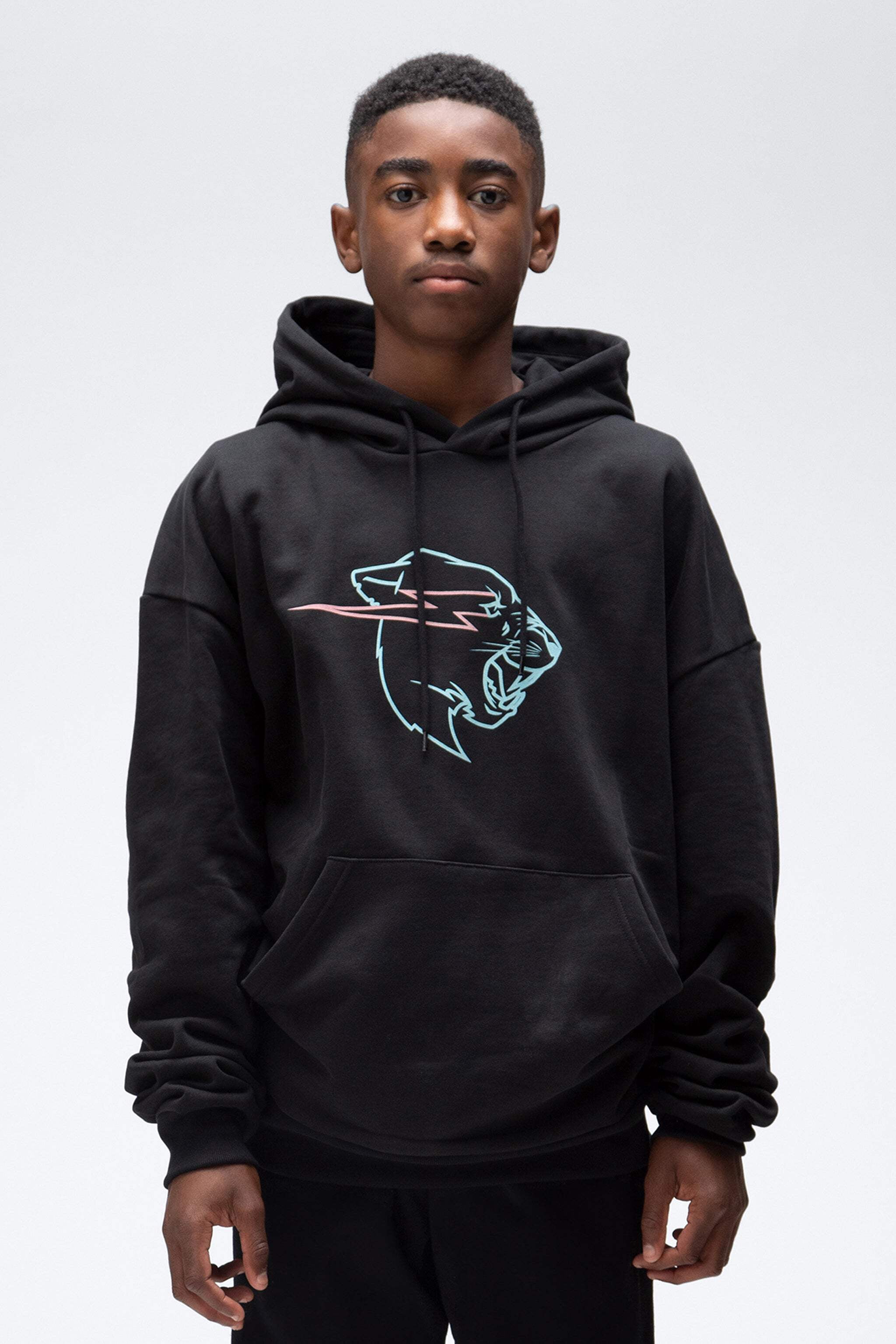 KIDS GLOW IN THE DARK PANTHER HOODIE BLACK Walmart