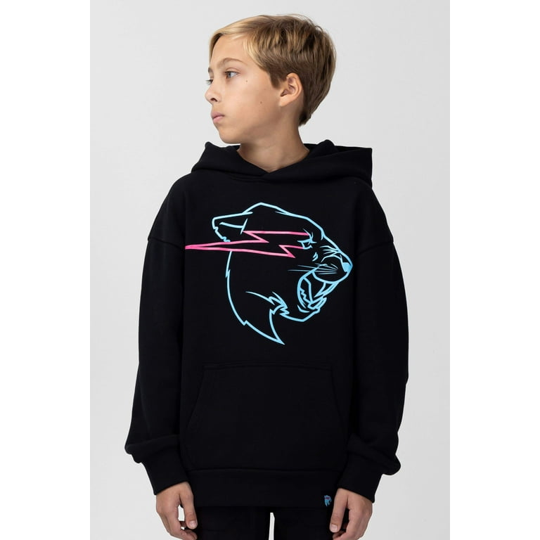 KIDS GLOW IN THE DARK PANTHER HOODIE BLACK