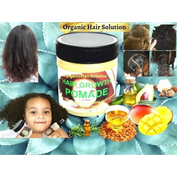Organic Hair Solution Kids Hair Growth Pomade, Detangling & Frizz Control, Castor & Mango Butter, 8 oz