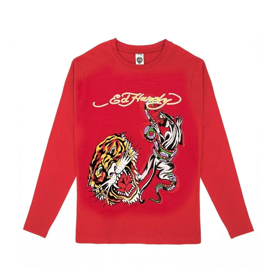 Ed Hardy Kids Long Sleeve Graphic T-Shirt Panther Lion Print