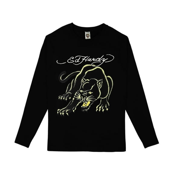 Ed Hardy Kids Long Sleeve Graphic T-Shirt Panther Print