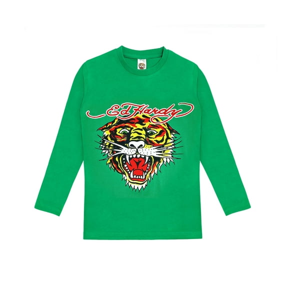Ed Hardy Kids Long Sleeve Graphic T-Shirt Tiger Print