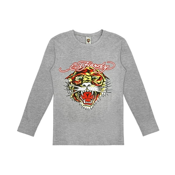 Ed Hardy Kids Long Sleeve Graphic T-Shirt Tiger Print