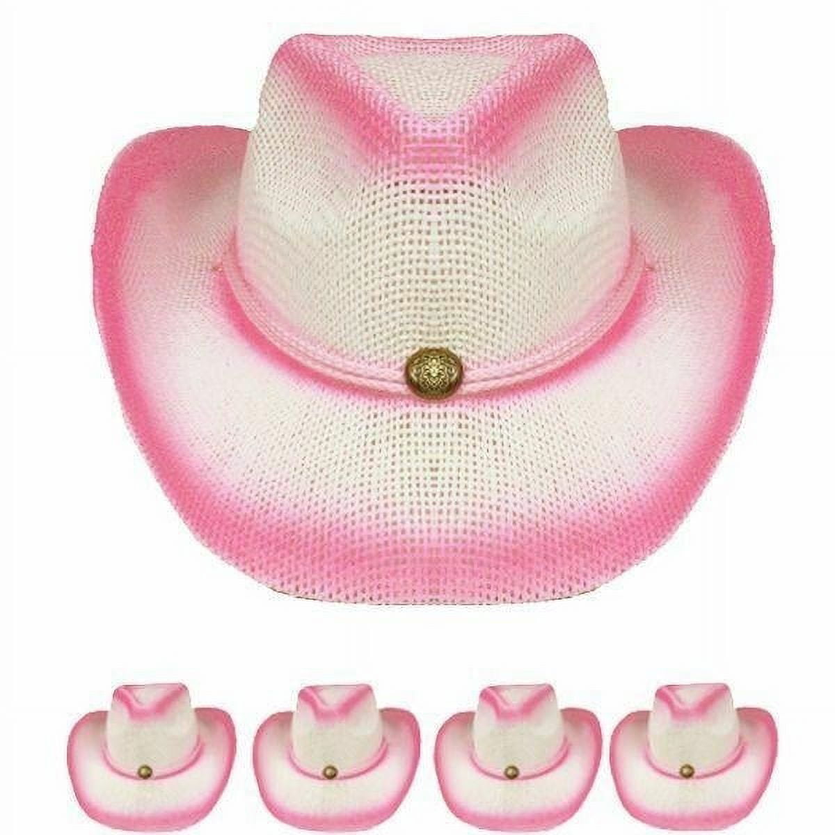 KIDS PINK OMBRE Cowboy Hat Girls Summer SHAPEABLE Beach WESTERN Cowgirl - New with box/tags