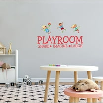 KIDS PLAYROOM - Removable Kids Bedroom Children Decoration Multicolored Child Care Art Design Playroom Share Image Laugh Lettering Art Wall Decal 20" x 10"