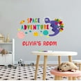 thumbnail image 1 of KIDS ROOM - Personalized Name Space Dinosaur Décor Sticker Multicolored Space Adventure Lettering Art Planets Moon & Stars Design Vinyl Kids Bedroom Wall Decal 40" x 24", 1 of 3