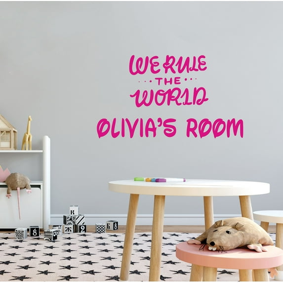 KIDS ROOM - We Rule The World - Inspirational Quotes Lettering Art Home Decoration Kids Girls Bedroom Customized Name Vinyl Wall Decal Sticker 20" x 12"