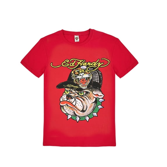 Ed Hardy Kids Short Sleeve Graphic T-Shirt Bulldog Trucker Print