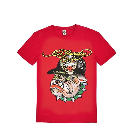 Ed Hardy Kids Short Sleeve Graphic T-Shirt Bulldog Trucker Print