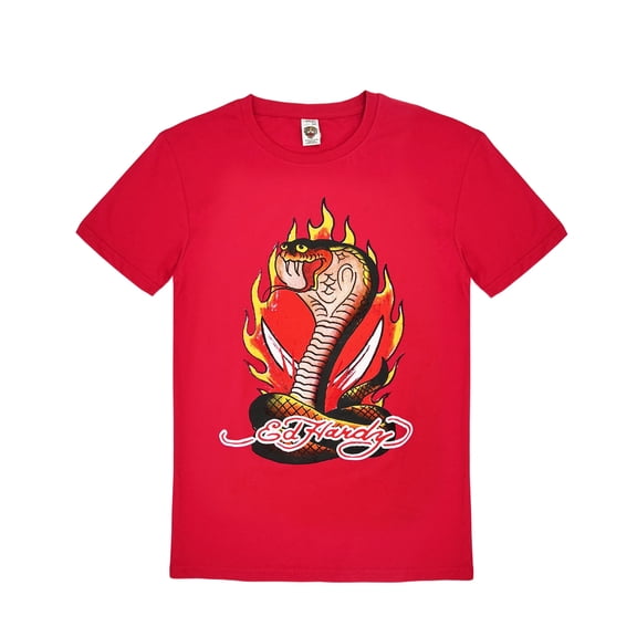 Ed Hardy Kids Short Sleeve Graphic T-Shirt Flaming Cobra Print