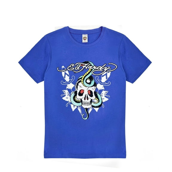 Ed Hardy Kids Short Sleeve Graphic T-Shirt Snake & Skull Print