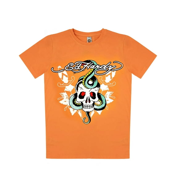 Ed Hardy Kids Short Sleeve Graphic T-Shirt Snake & Skull Print