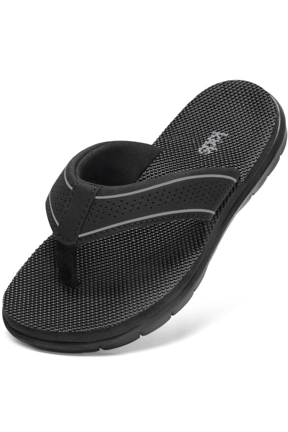 TEAHOO X STQ KIDS Sandals Flip Flops Beach Pool Summer Soft Home Bathroom Sandals All Black Size 4 Big Kid