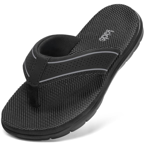 KIDS Sandals Flip Flops Beach Pool Summer Soft Home Bathroom Sandals All Black Size 5 Big Kid