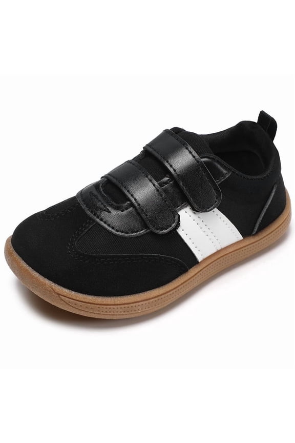 KIDS Toddler First Walking Shoes Infant Shoes, Toddler Boys Sneakers Wide Toe Box Zero Drop, Black White Toddler 8