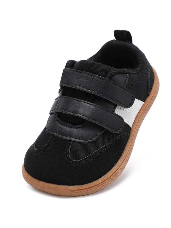 KIDS Toddler First Walking Shoes Infant Shoes, Toddler Boys Sneakers Wide Toe Box Zero Drop, Black White Toddler 9