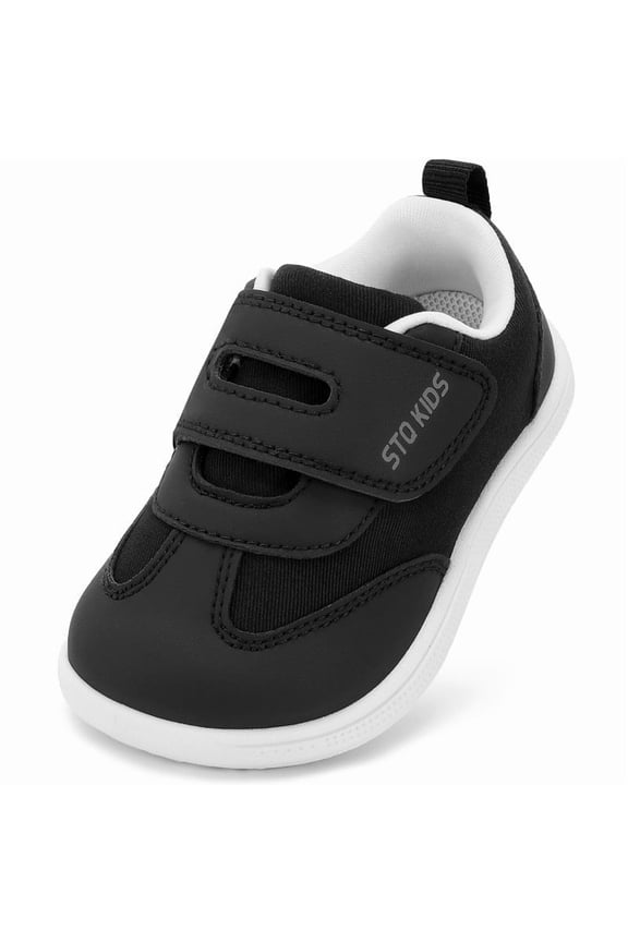 KIDS Toddler Shoes Wide Toe Box Barefoot Shoe Lightweight Kids Walking Sneakers Non-Slip Zero Drop Running Tennis Gym Sneaker Breathable Black White Toddler Size 8