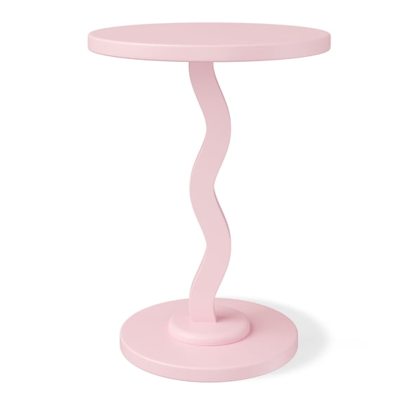 Mainstays Kids Wood Wavy Nightstand Side Table, Blushing Rose