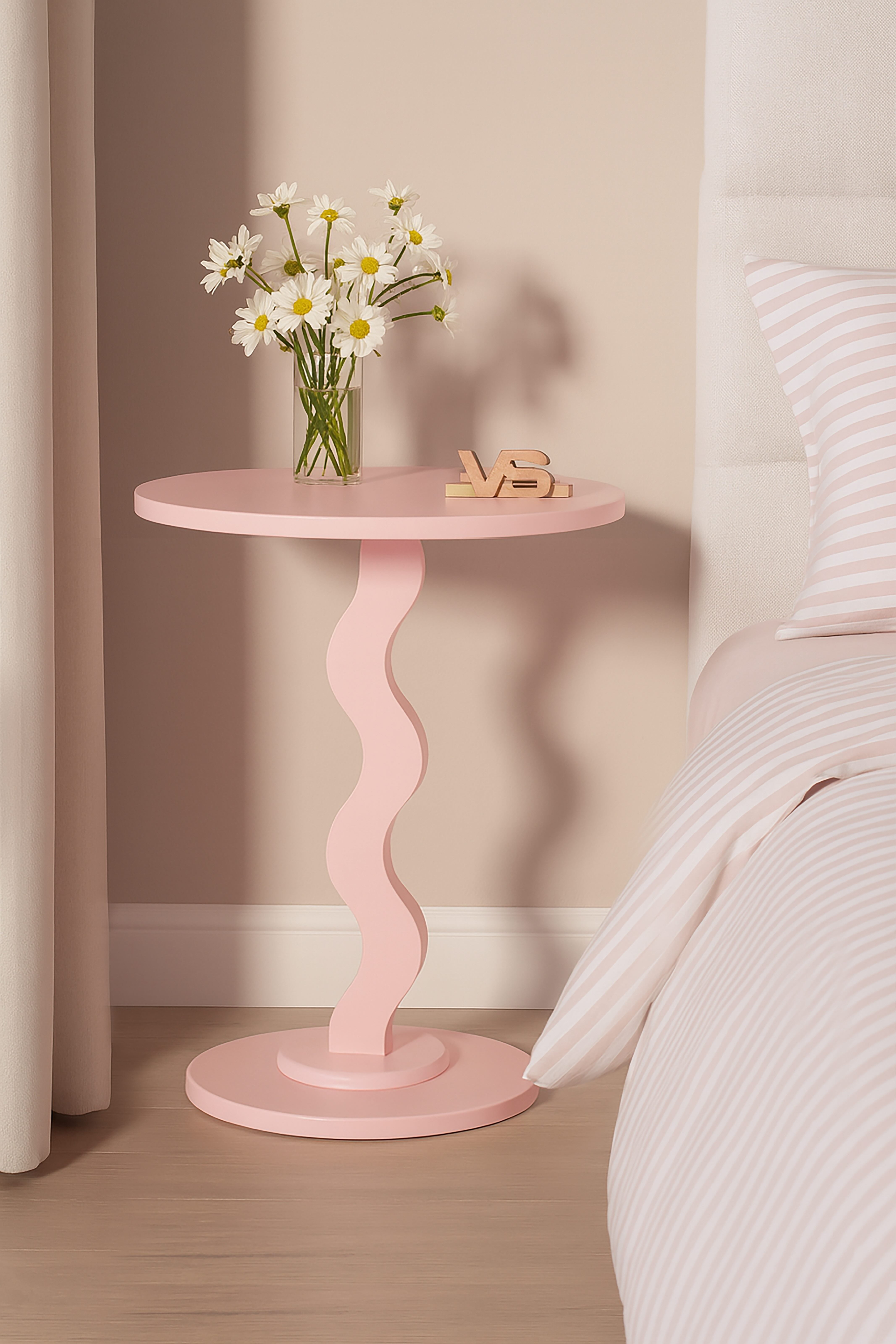 Mainstays Kids Wood Wavy Side Table, Blushing Rose