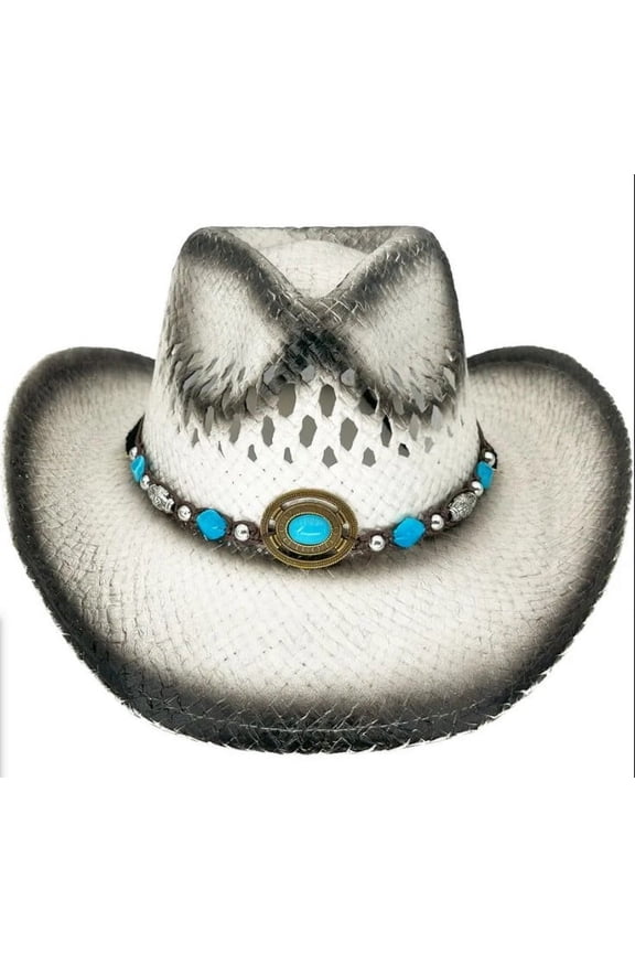 KIDS WHITE Tea Stain Cowboy Hat SHAPEABLE Girls Summer Beach WESTERN Cowgirl - New with box/tags