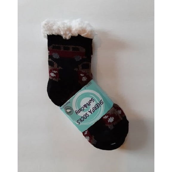 KIDS WINTER WARM COZY SHERPA NON SKID SLIPPER SOCKS