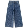 thumbnail image 1 of KIDSCOOL Little Big Girls Wide Leg Denim Pants Loose Casual Baggy Jeans,Light Blue,8-9 Years, 1 of 7