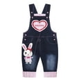 thumbnail image 1 of KIDSCOOL SPACE Baby 3D Bunny Cartoon Soft Cotton Knitted Jeans Overalls 6M, 1 of 6