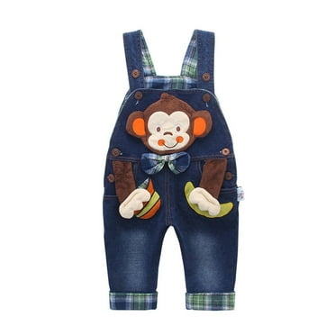 KIDSCOOL SPACE Baby Boy 3D Monkey Jean Leisure Overalls,3-6 Months